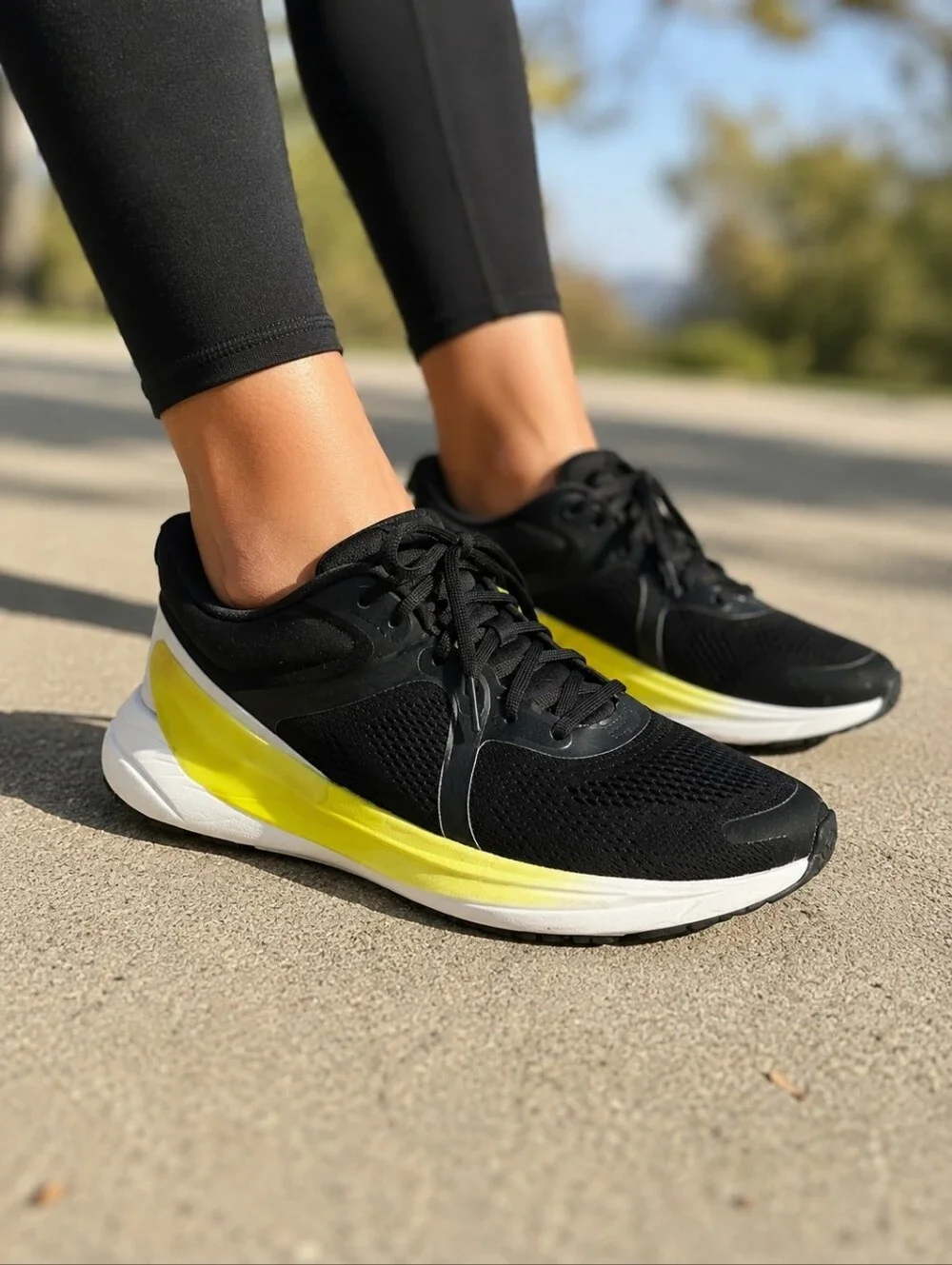 Lululemon - Blissfeel Black / Electric Lemon / White Running Shoes